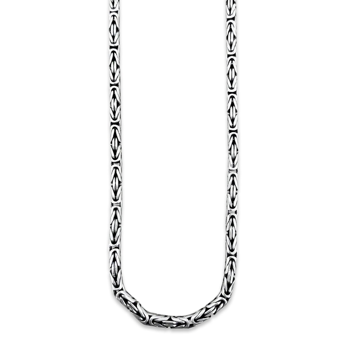 TMPCU004 Cadena Bali Pavonada 4 mm x 60 cm en Plata Fina .925