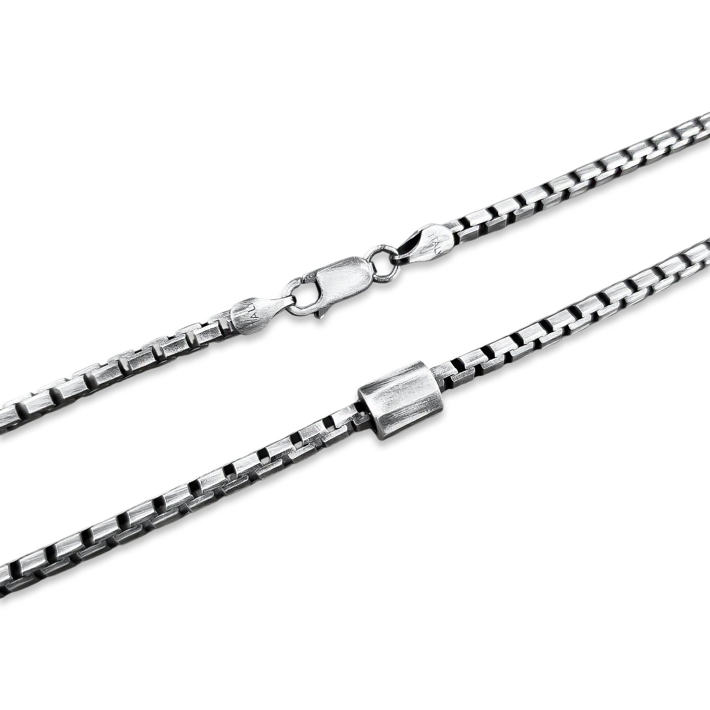 TMPCU007 Cadena Veneciana Pavonada con Cilindro 3 mm x 55 cm en Plata Fina .925