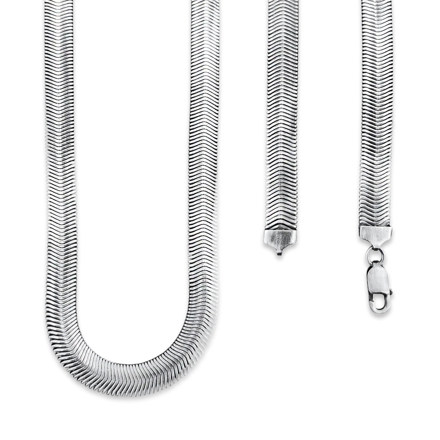 TMPCU009 Cadena Panza de Víbora Pavonada 1 cm x 50 cm en Plata Fina .925