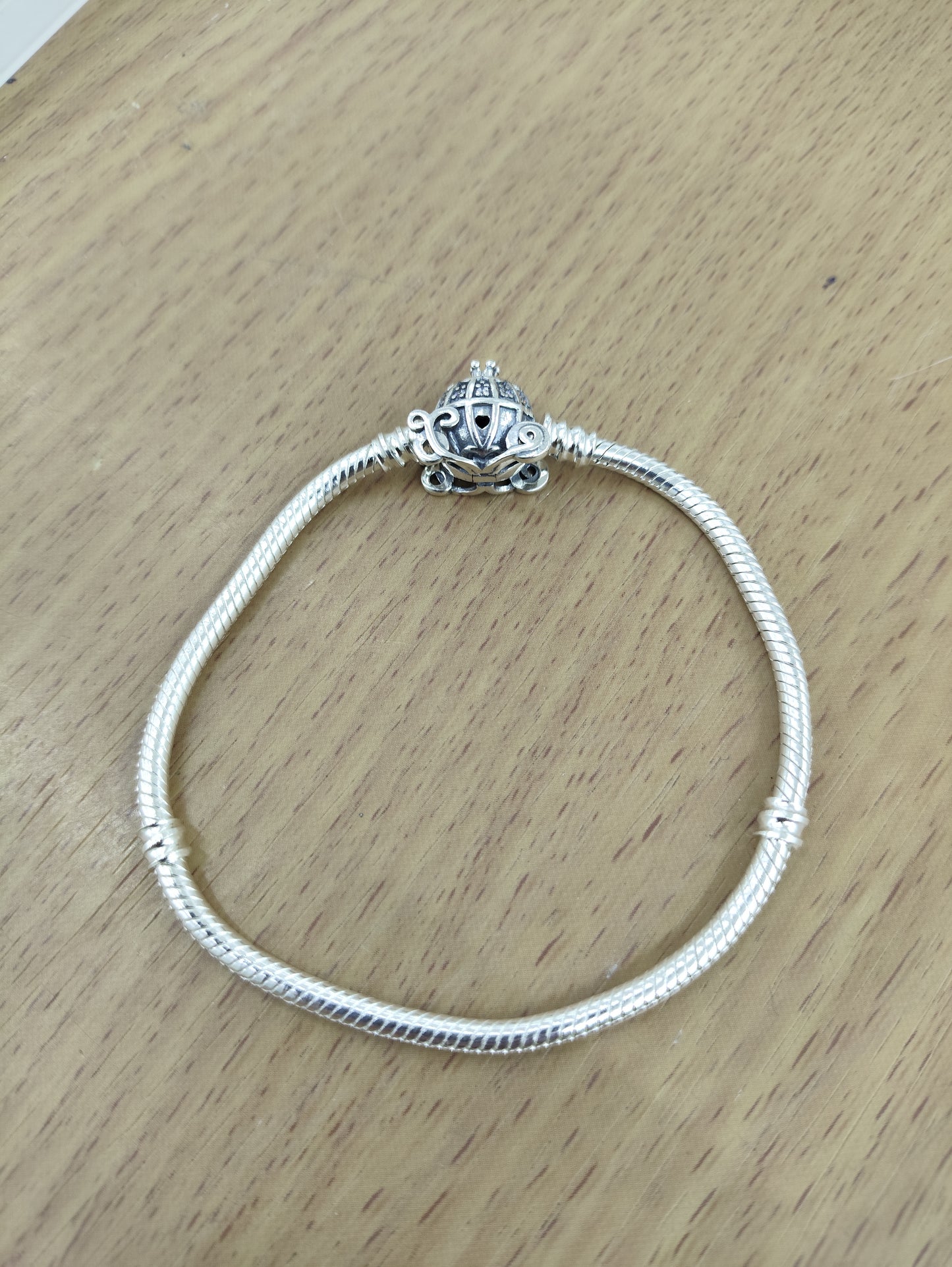 TMPPD003-18 Pulsera Dama Pand Carruaje Cenicienta 18 cm en Plata Fina .925