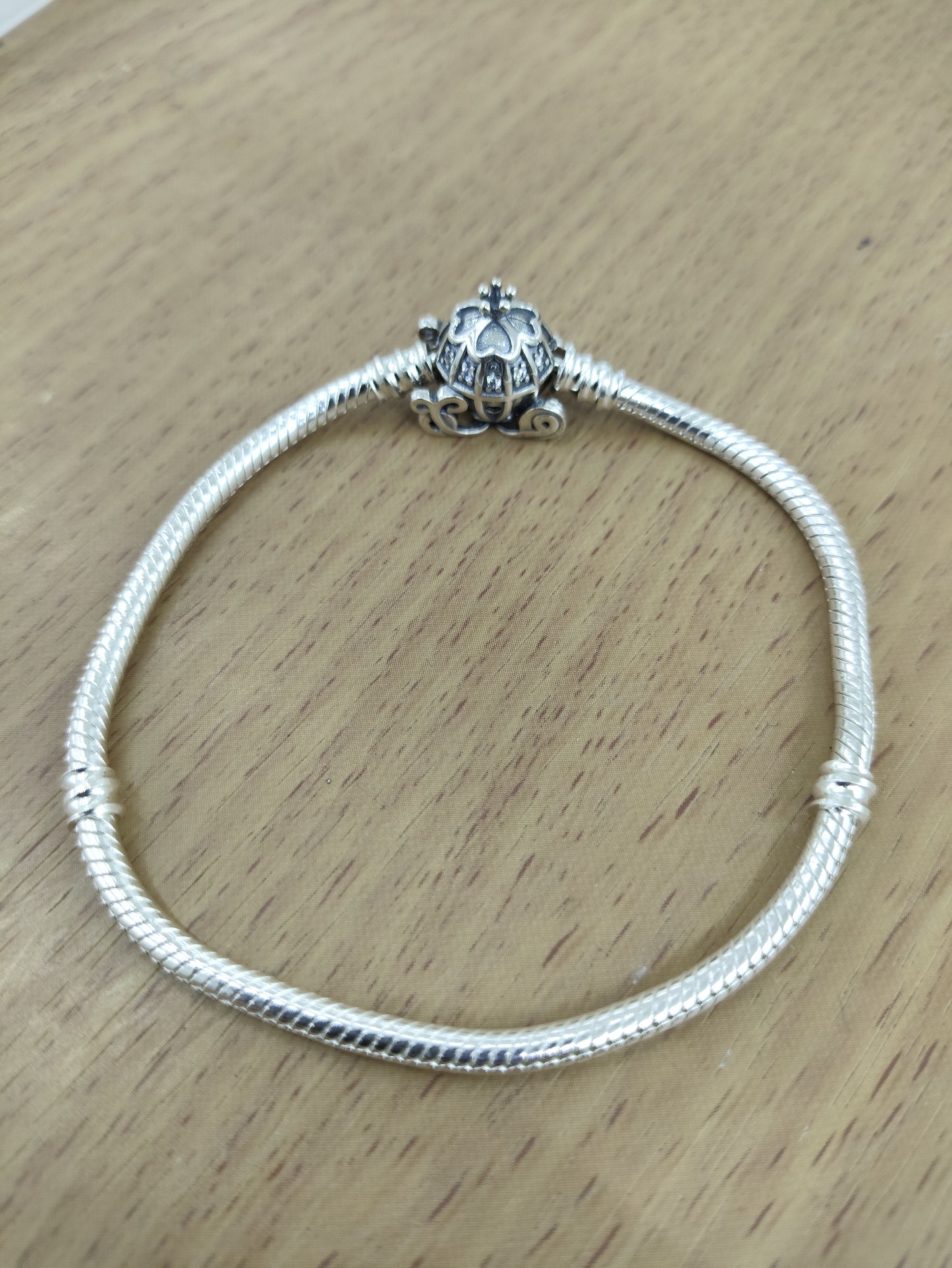 TMPPD003-18 Pulsera Dama Pand Carruaje Cenicienta 18 cm en Plata Fina .925