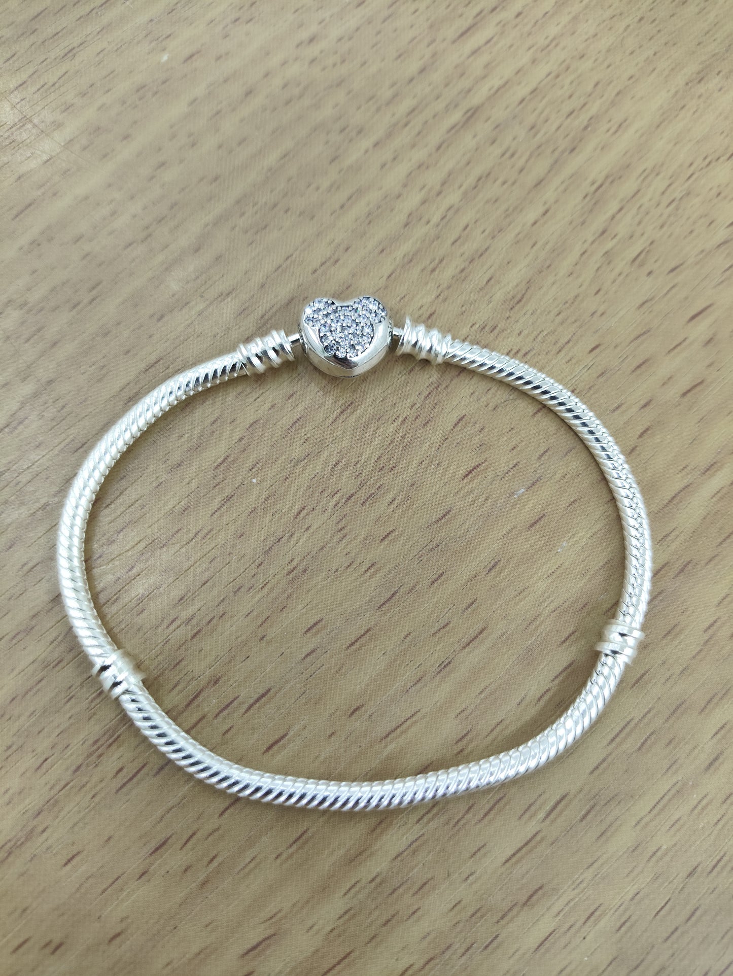 TMPPD006-17 Pulsera Dama Pand Corazón Mickey con Zirconias 17 cm en Plata Fina .925