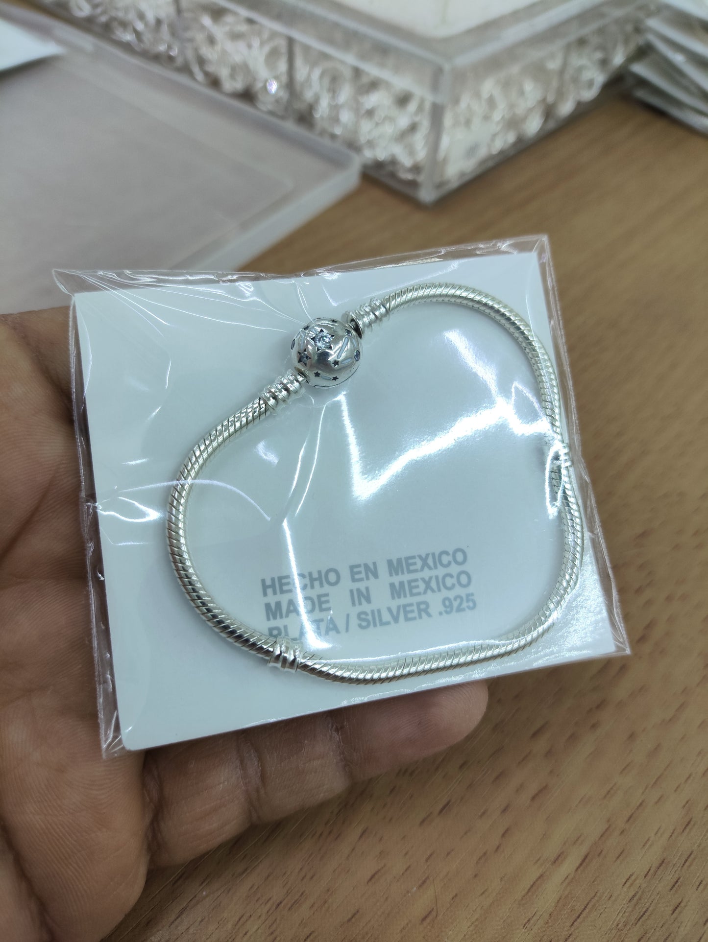 TMPPD010-19 Pulsera Dama Pand Bola Constelación 19 cm en Plata Fina .925