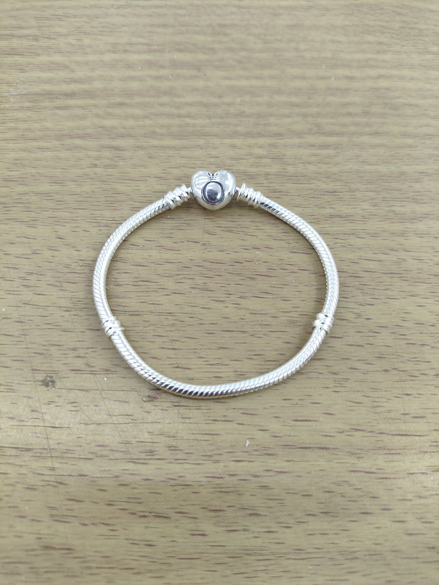 TMPPD021-17 Pulsera Dama Pand Corazón Liso 17 cm en Plata Fina .925