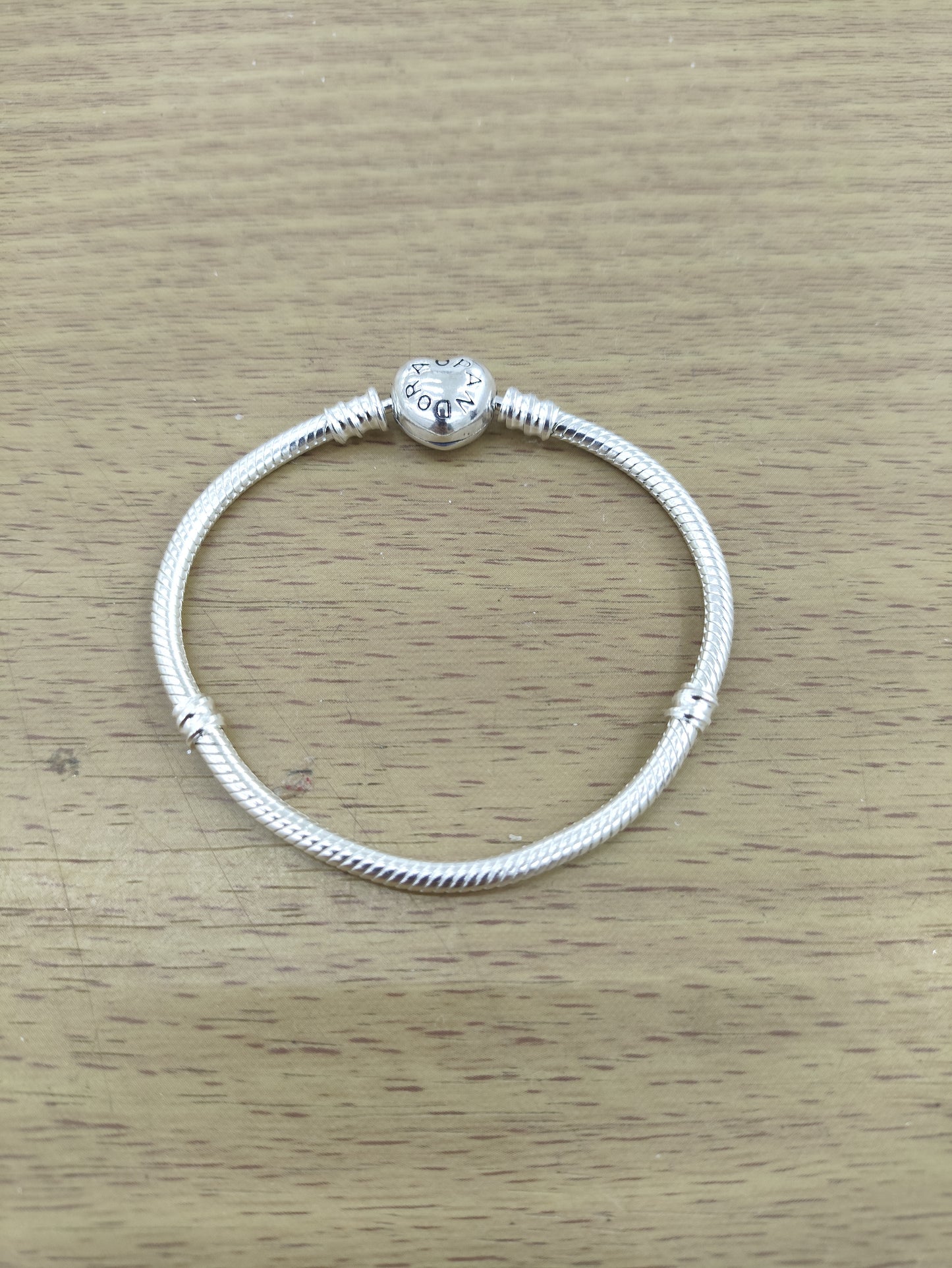 TMPPD021-17 Pulsera Dama Pand Corazón Liso 17 cm en Plata Fina .925