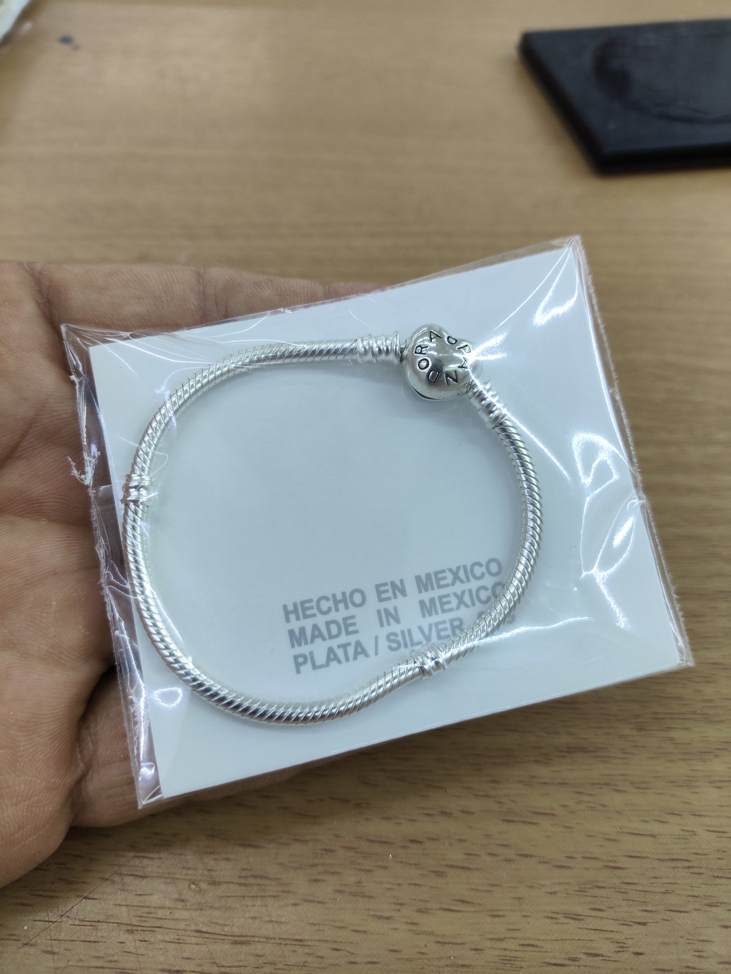 TMPPD021-17 Pulsera Dama Pand Corazón Liso 17 cm en Plata Fina .925