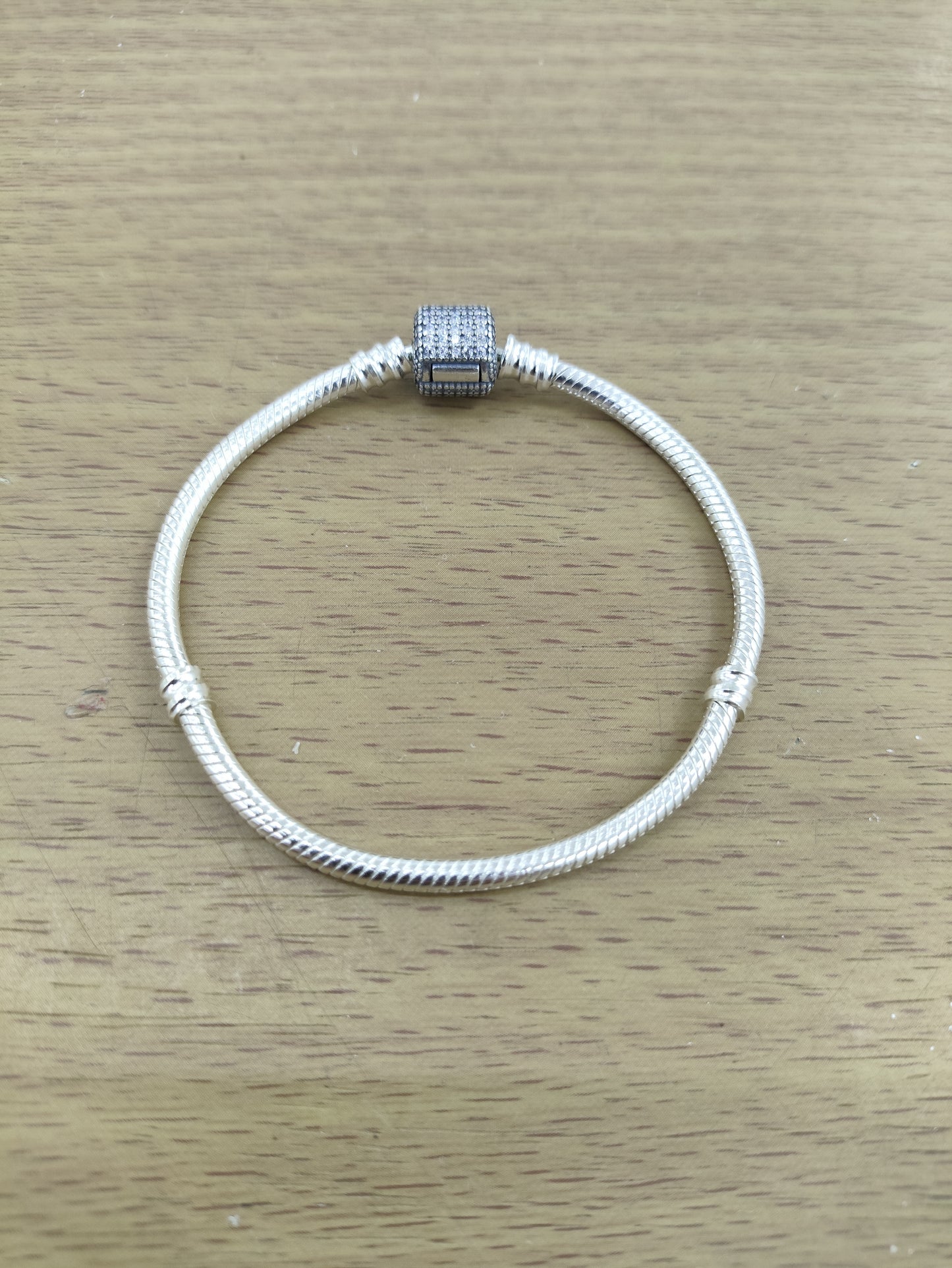 TMPPD026-19 Pulsera Dama Pand Cilindro Zirconias Pavé 19 cm en Plata Fina .925