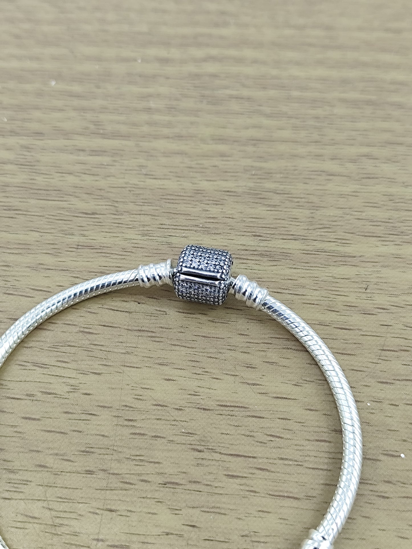 TMPPD026-19 Pulsera Dama Pand Cilindro Zirconias Pavé 19 cm en Plata Fina .925