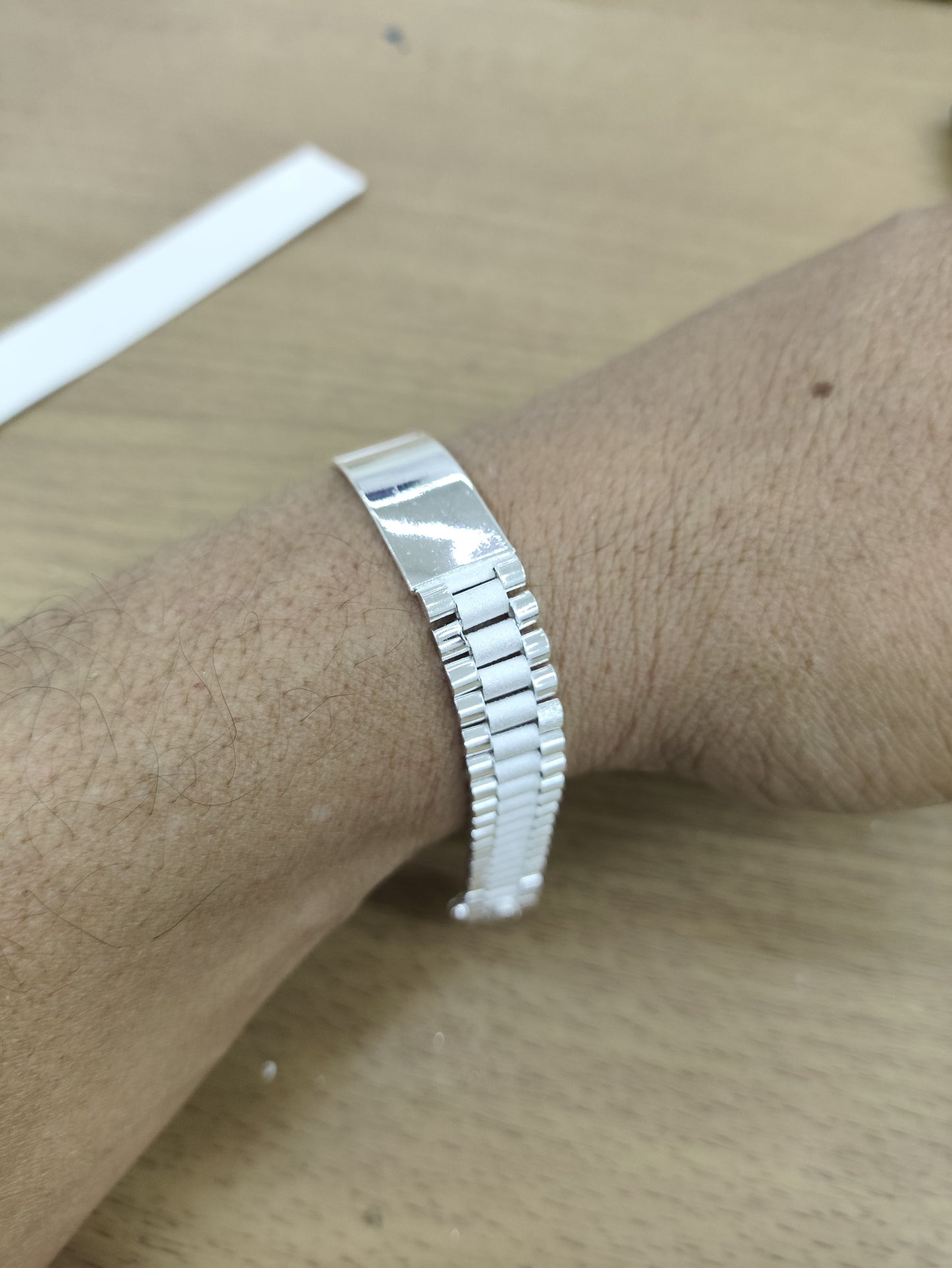 TMPPC001-21 Pulsera Esclava Caballero Eslabón Rlx Clásico 21 cm en Plata Fina .925