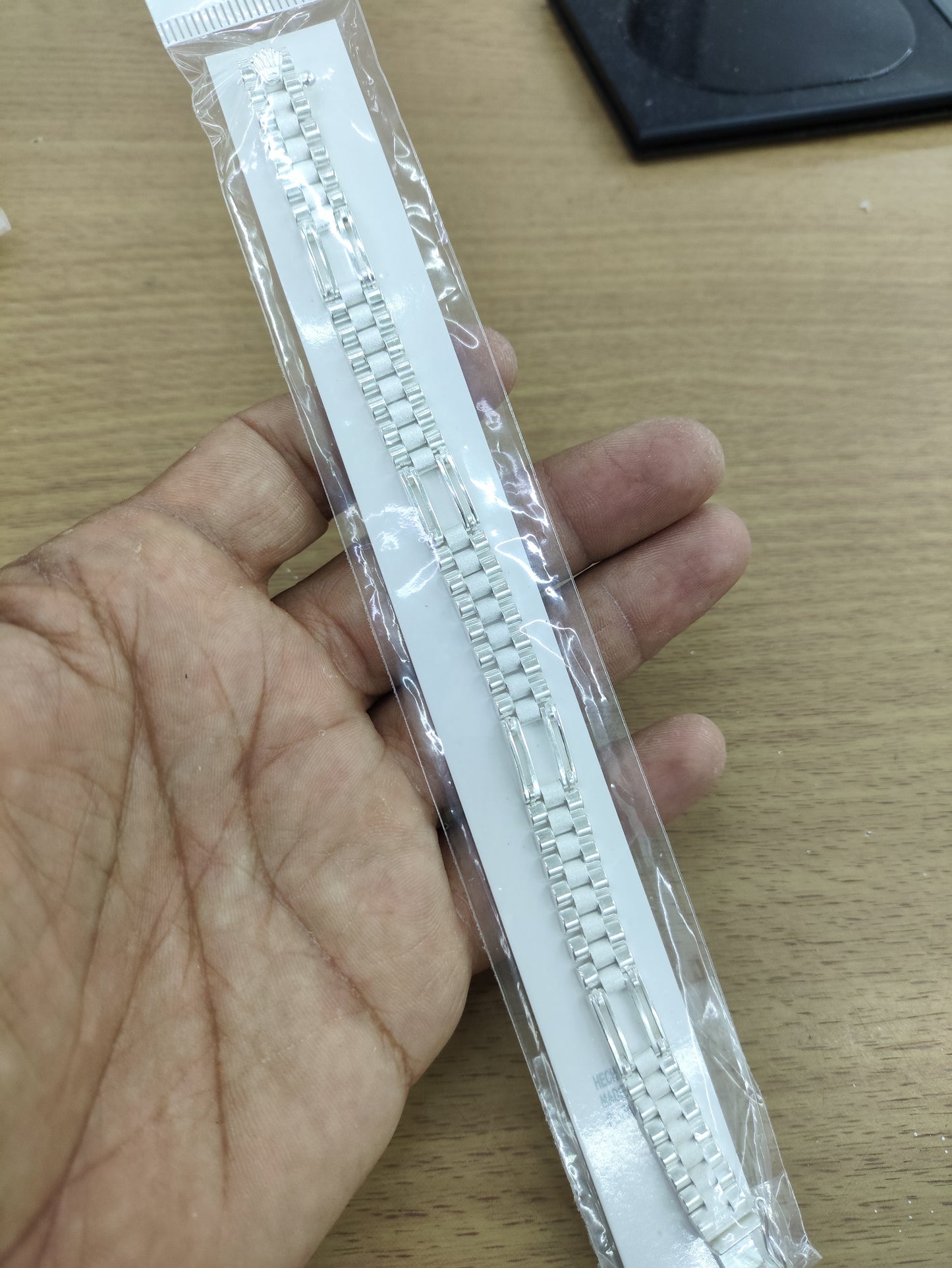 TMPPC003-21 Pulsera Caballero Modelo Rlx 4 Eslabones Largos 8 mm de Ancho x 21 cm de Largo en Plata Fina .925