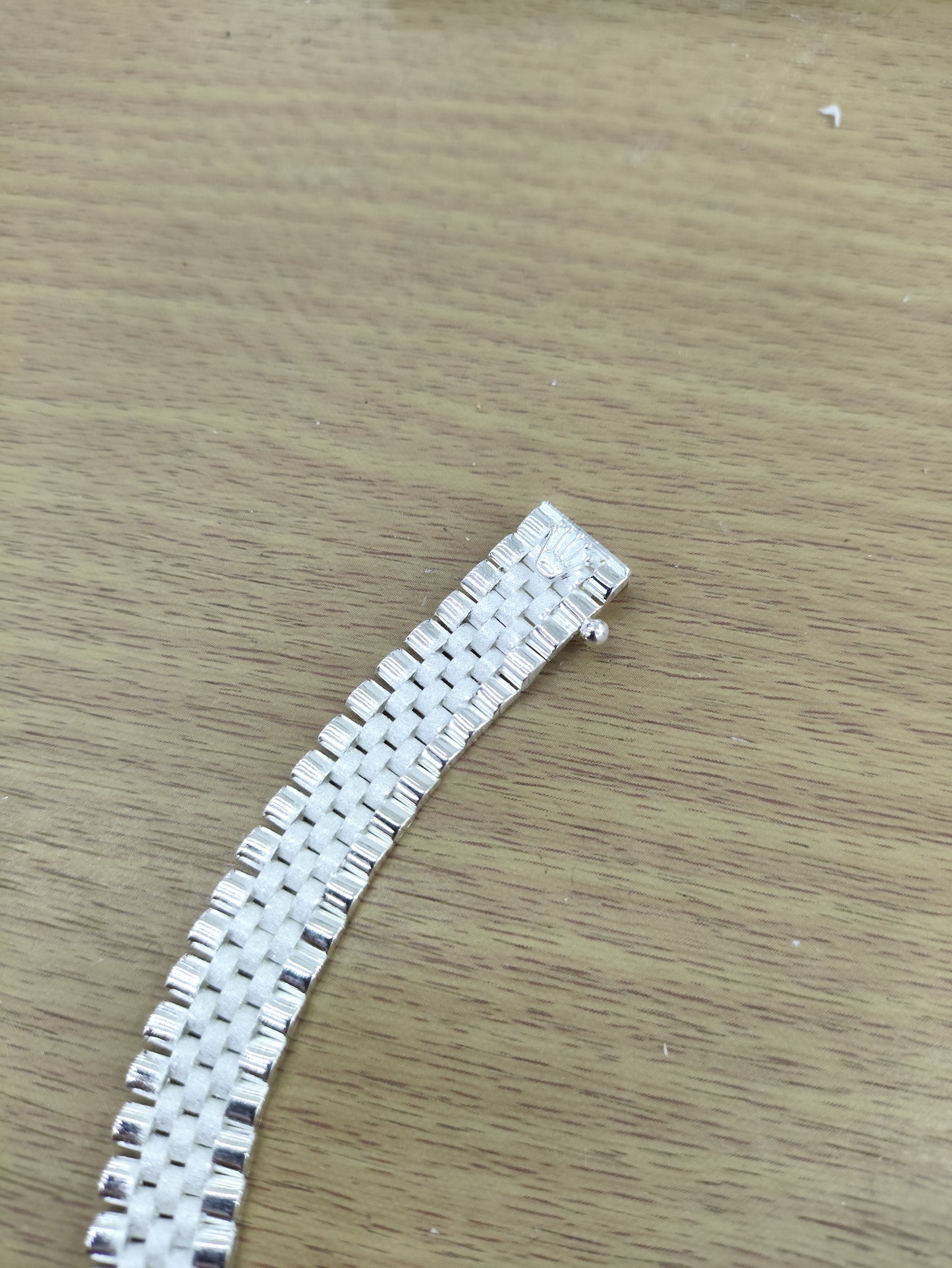 TMPPC004-20 Pulsera Caballero Modelo Rlx 3*2 1.1 cm de Ancho x 20 cm de Largo en Plata Fina .925