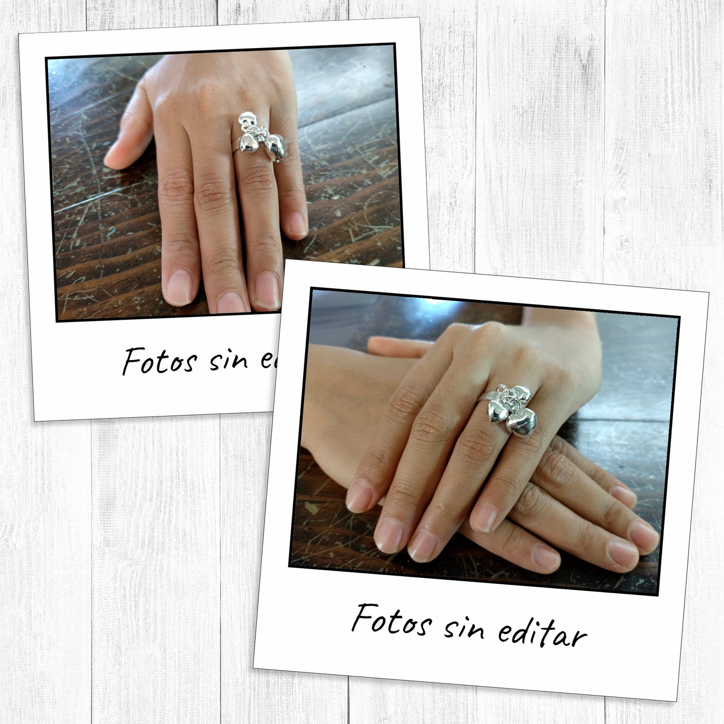 LPAD077 Anillo Corazones Bombeados Colgantes Plata .925 Taxco Gro 2098769403