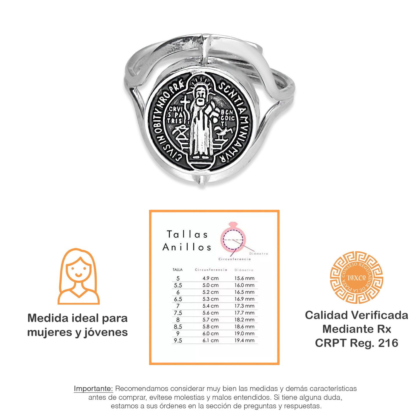 LPAD079 Anillo Modelo San Benito Soga Giratorio Plata .925 Taxco Gro 2098796911