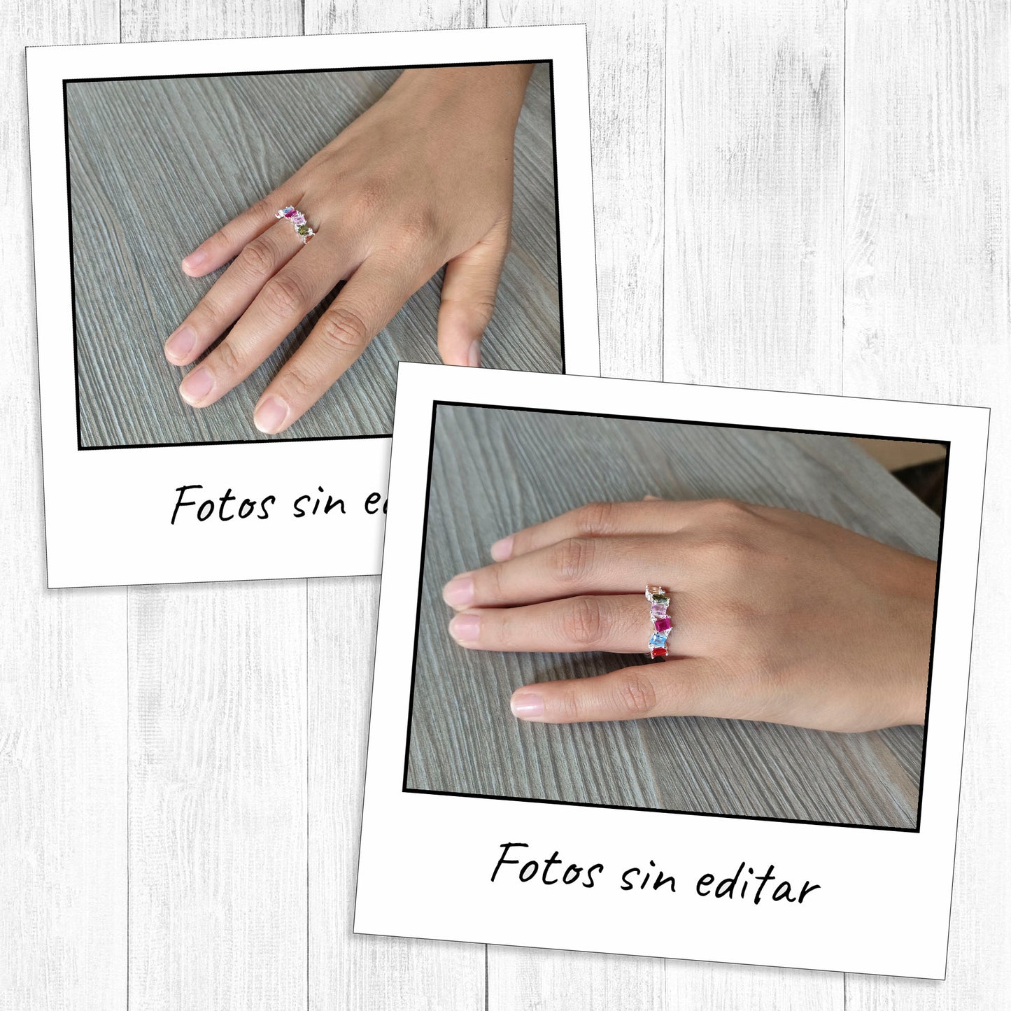 LPAD085 Anillo Modelo Baguete Multicolor Plata .925 Taxco Gro 2115543967