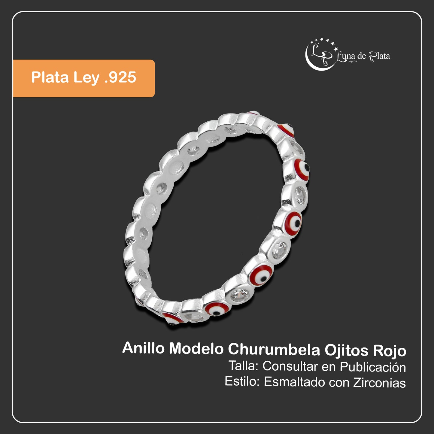 LPAD087 Anillo Modelo Churumbela Ojitos Rojo Plata .925 Taxco Gro 2115617393