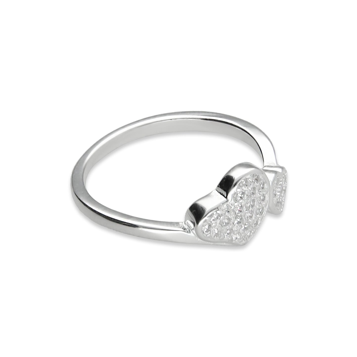 LPAD089 Anillo Modelo Corazón Duo Pavé Plata .925 Taxco Gro 3298407396