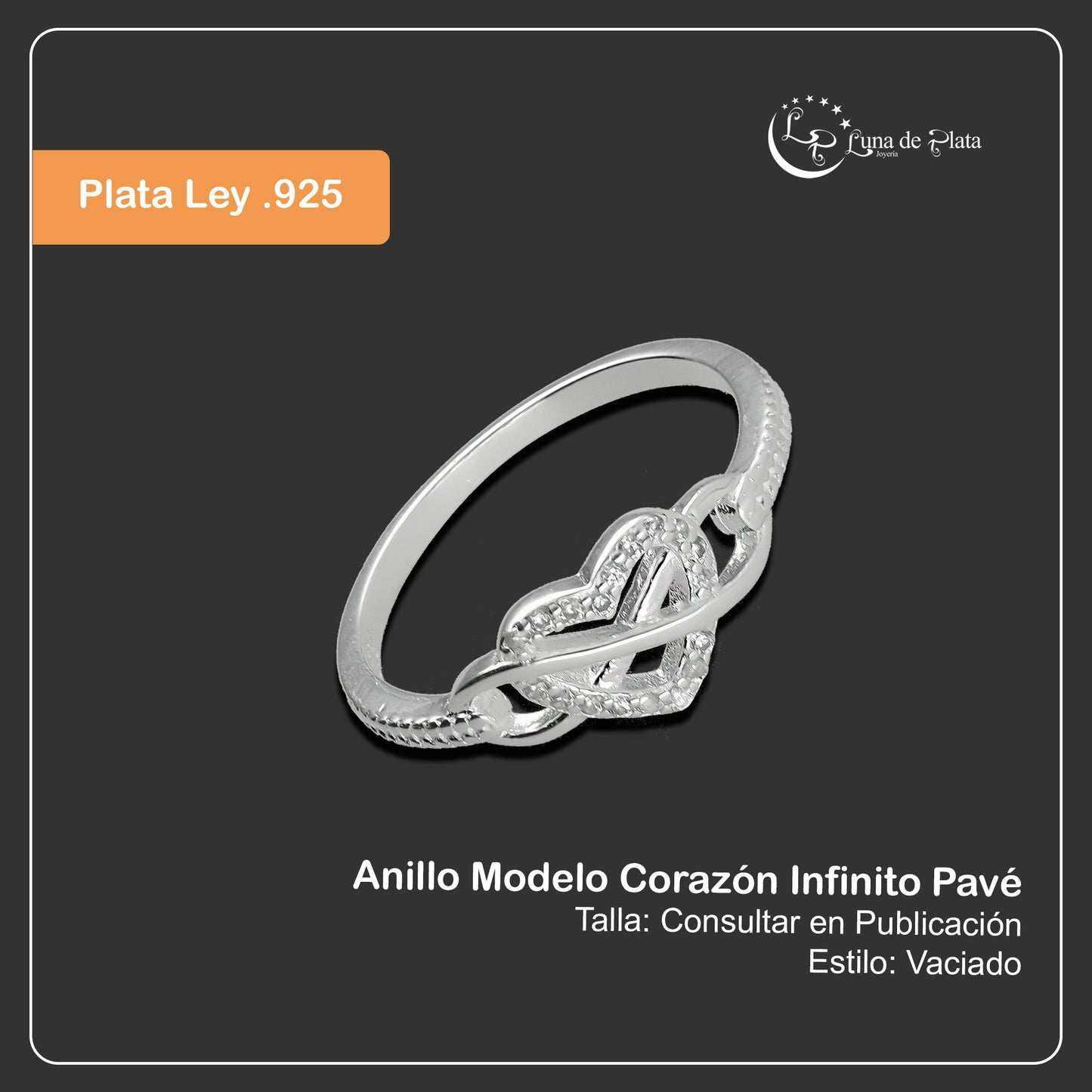 LPAD092 Anillo Modelo Corazón Infinito Pavé Plata .925 Taxco Gro 3300102440