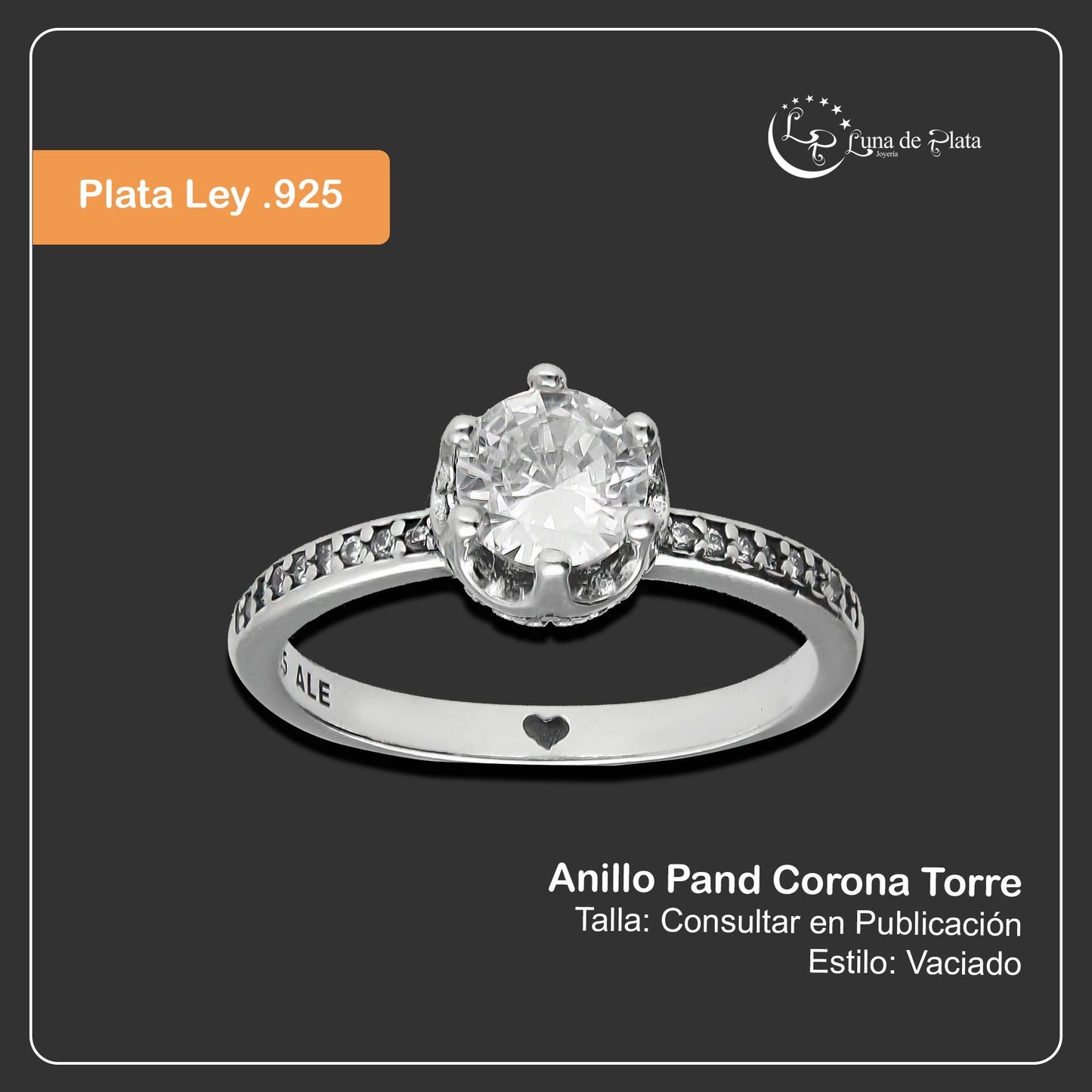 LPAD099 Anillo Pand Corona Torre Plata .925 Taxco Gro