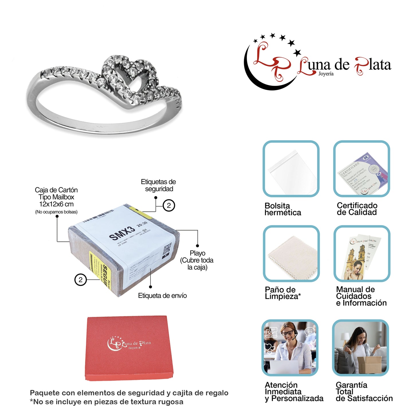 LPAD104 Anillo Pand Corazón Espiral Pavé Blanco Plata .925 Taxco Gro