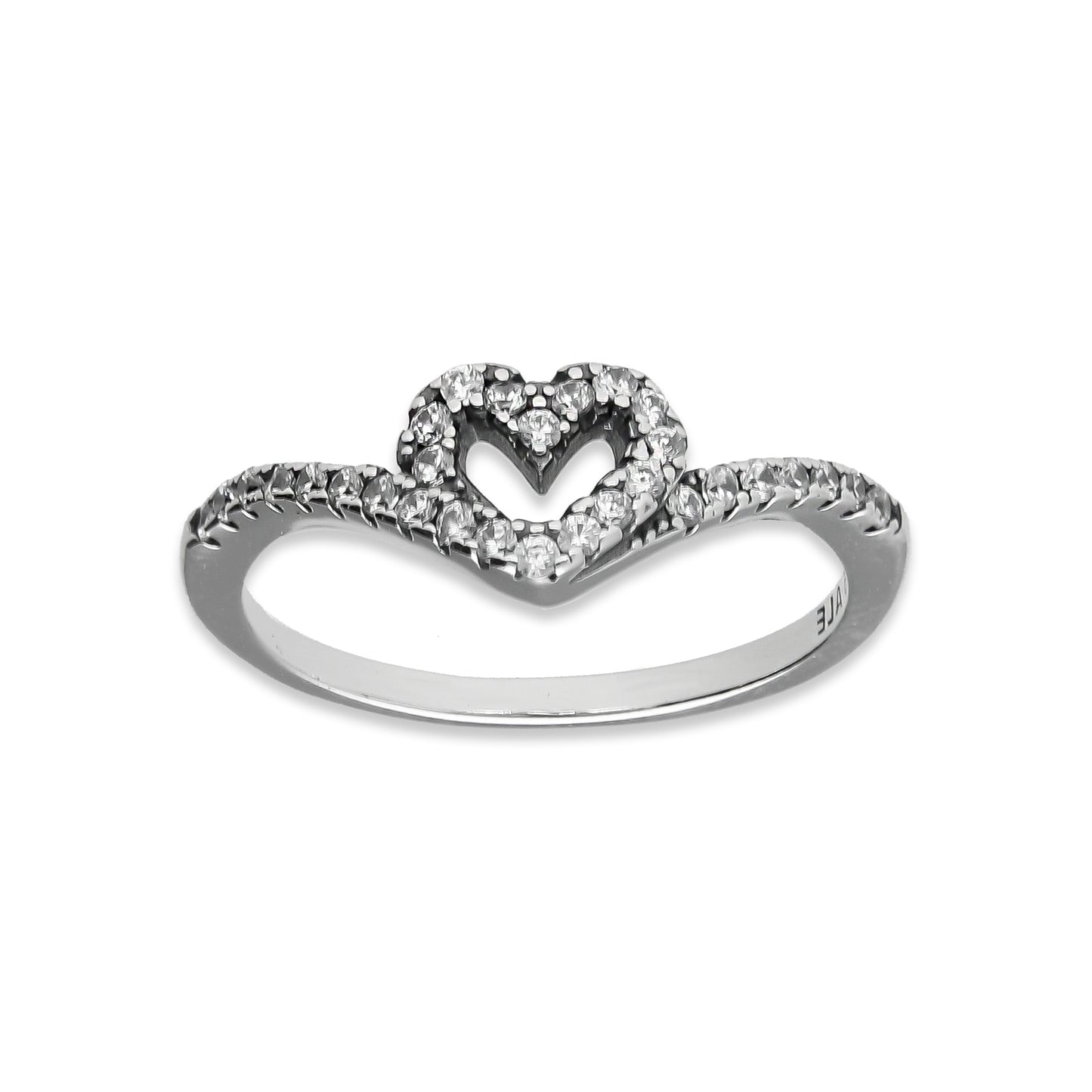 LPAD104 Anillo Pand Corazón Espiral Pavé Blanco Plata .925 Taxco Gro