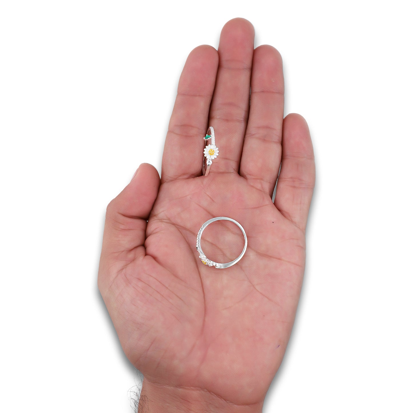 LPAD107 Anillo Flor Margarita Esmaltado Plata .925 Taxco Gro 2628932227