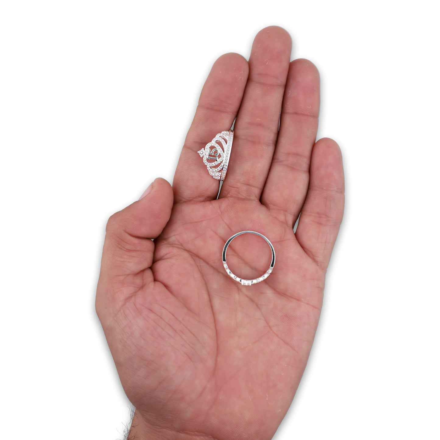 LPAD111 Anillo para Dama Mod Corona XV Años Corazón con Zirconia en Plata .925 Taxco Gro