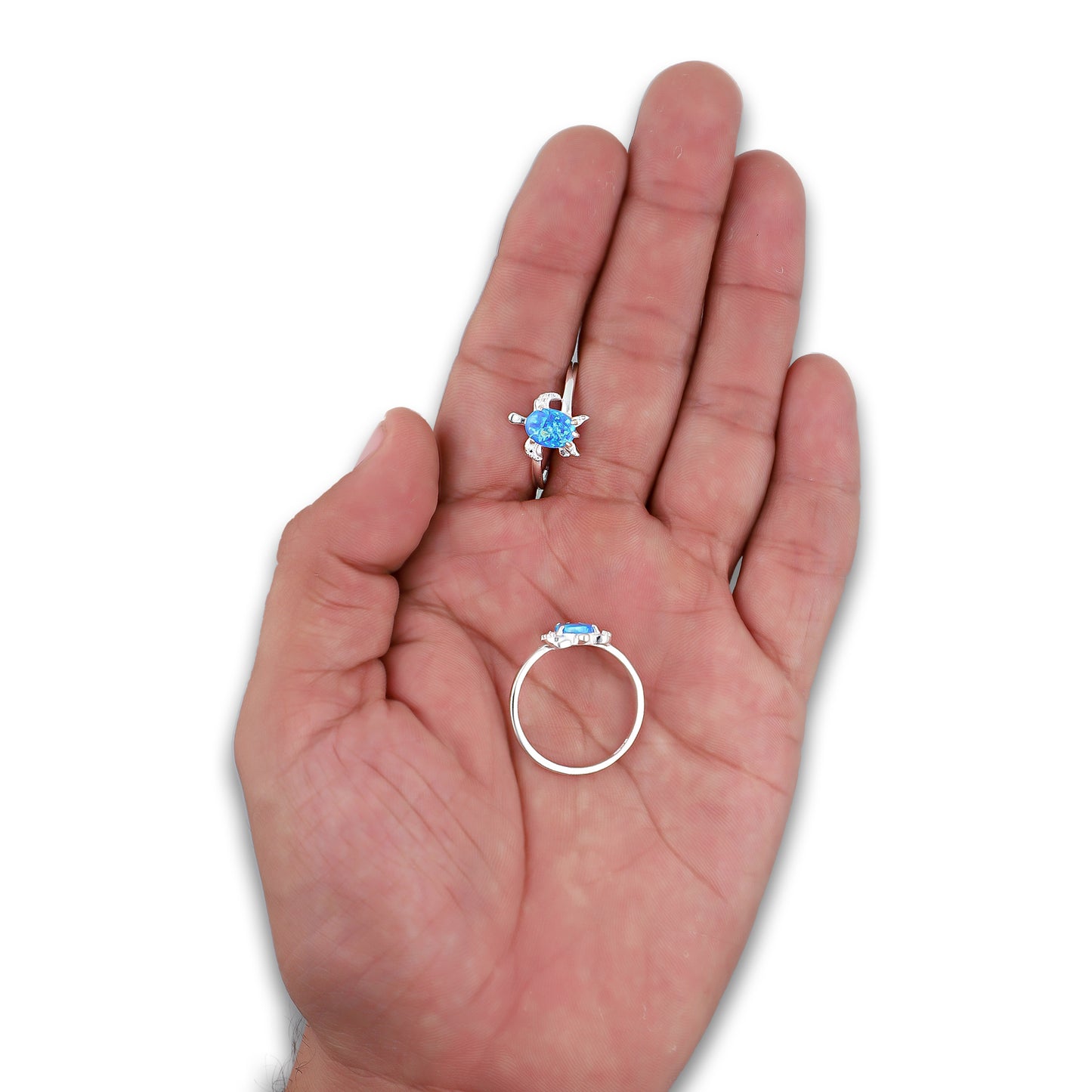 LPAD113 Anillo para Dama Mod Tortuga Ópalo Azul en Plata .925 Taxco Gro