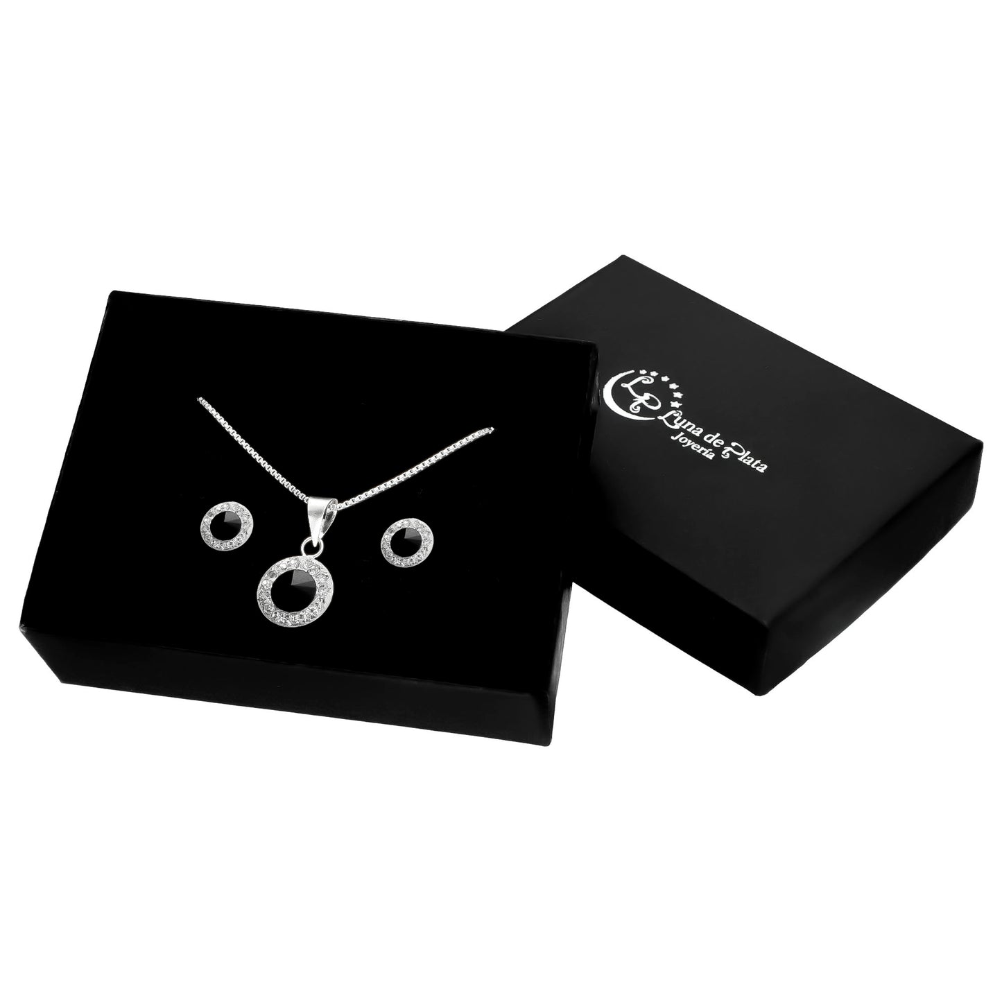 LPADJ018 Set Aretes + Dije + Cadena Disco CN OB en Plata Ley .925 2747077550