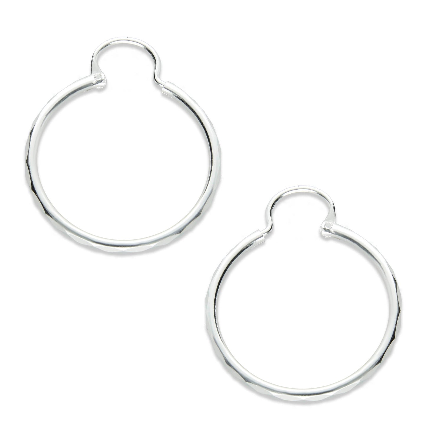 LPAF019 Arracada Facetada Plata .925 Tam 5 - 24 Mm Diámetro Taxco MLM918615309