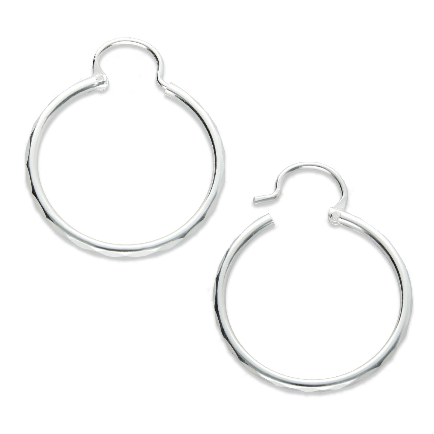 LPAF019 Arracada Facetada Plata .925 Tam 5 - 24 Mm Diámetro Taxco MLM918615309