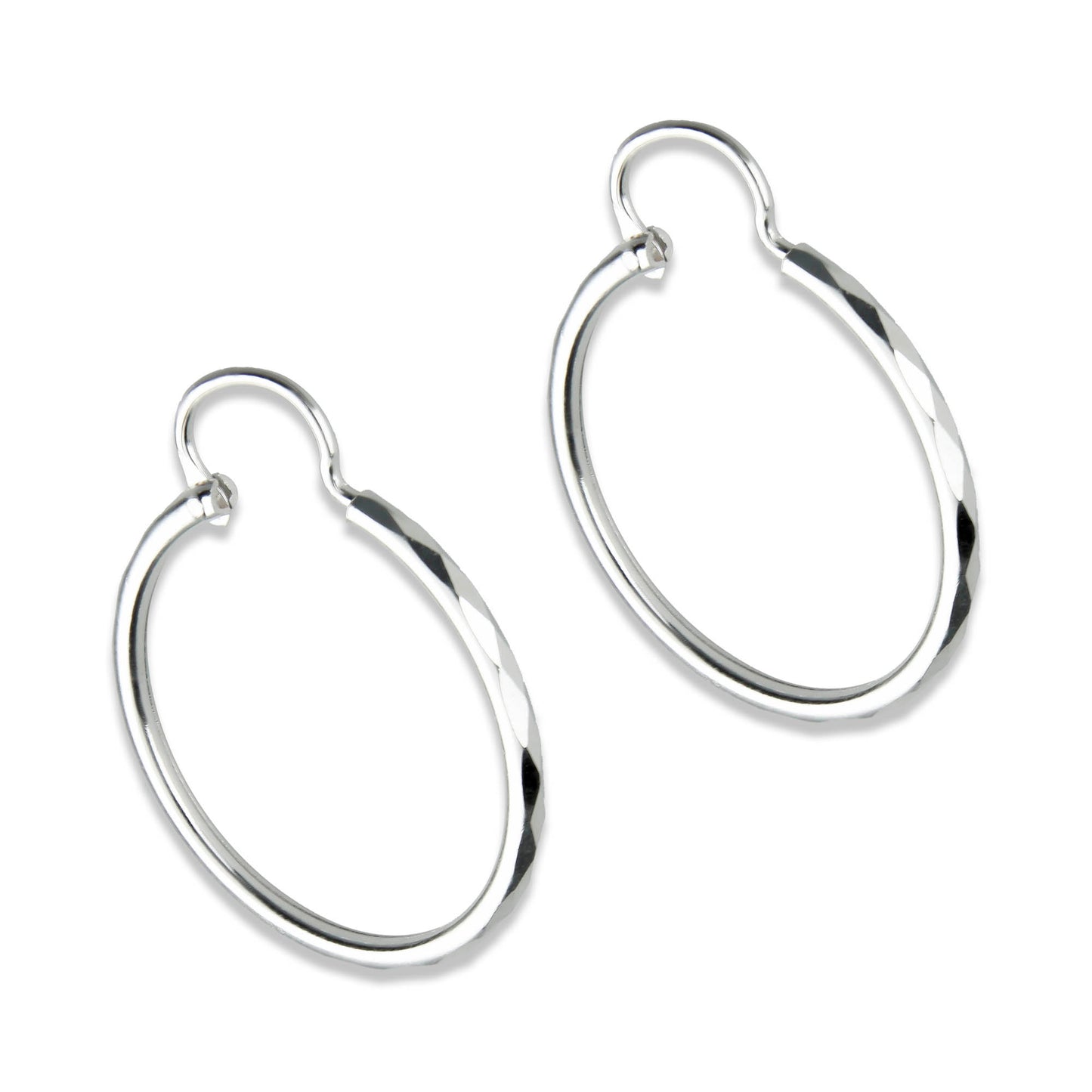 LPAF019 Arracada Facetada Plata .925 Tam 5 - 24 Mm Diámetro Taxco MLM918615309