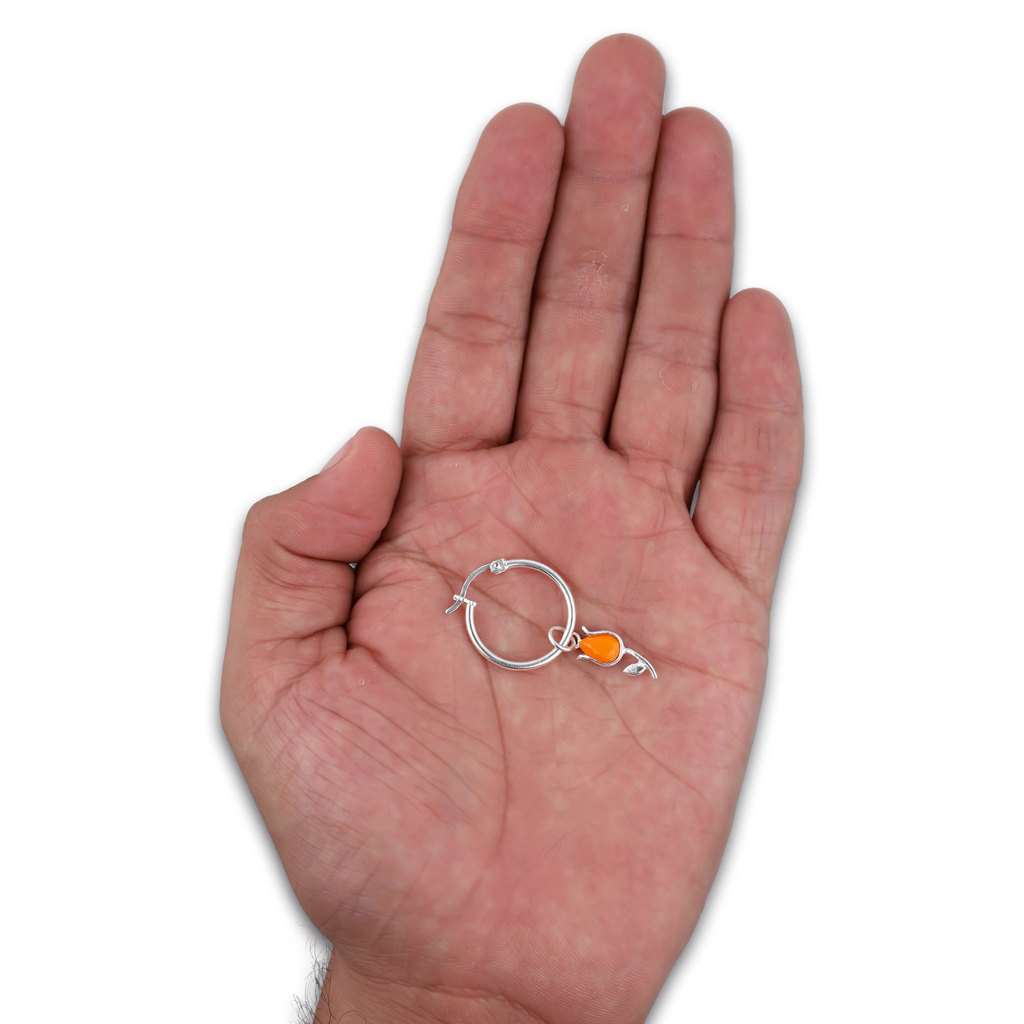 LPYAL004 Arracada Lisa con Colgante 19 mm Tulipán Naranja en Plata .925 5465300204