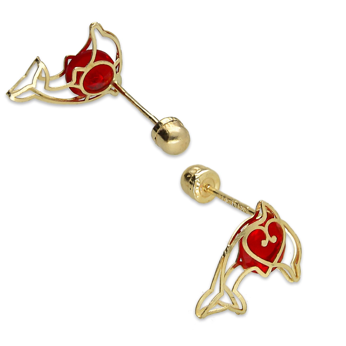 LPAUBR044 Aretes Broquel Oro 10K Niñas o Mujer Delfin 3D Med 513C 1858404507