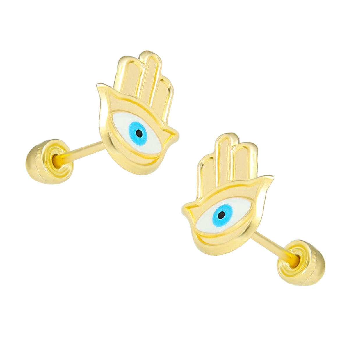 LPAUBR066 Aretes Broquel Oro 10K Niñas o Mujer Mano Fatima 659 1891221781