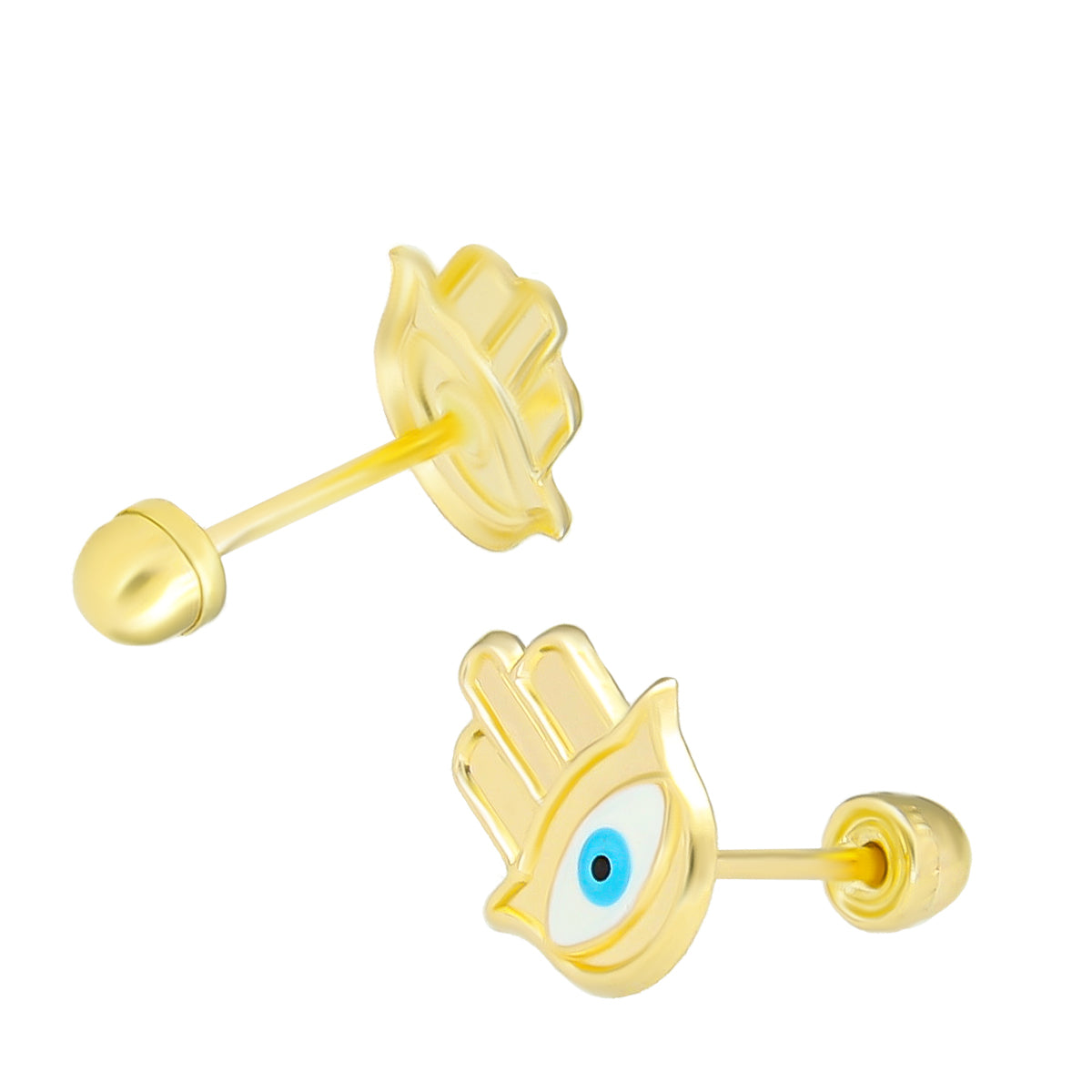 LPAUBR066 Aretes Broquel Oro 10K Niñas o Mujer Mano Fatima 659 1891221781