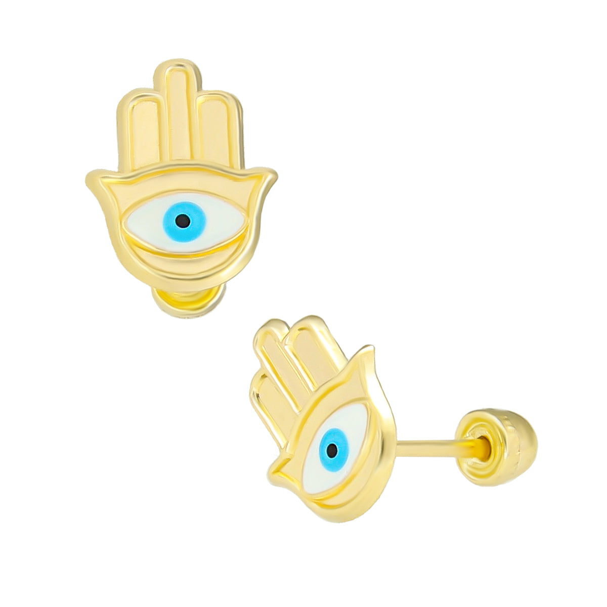 LPAUBR066 Aretes Broquel Oro 10K Niñas o Mujer Mano Fatima 659 1891221781