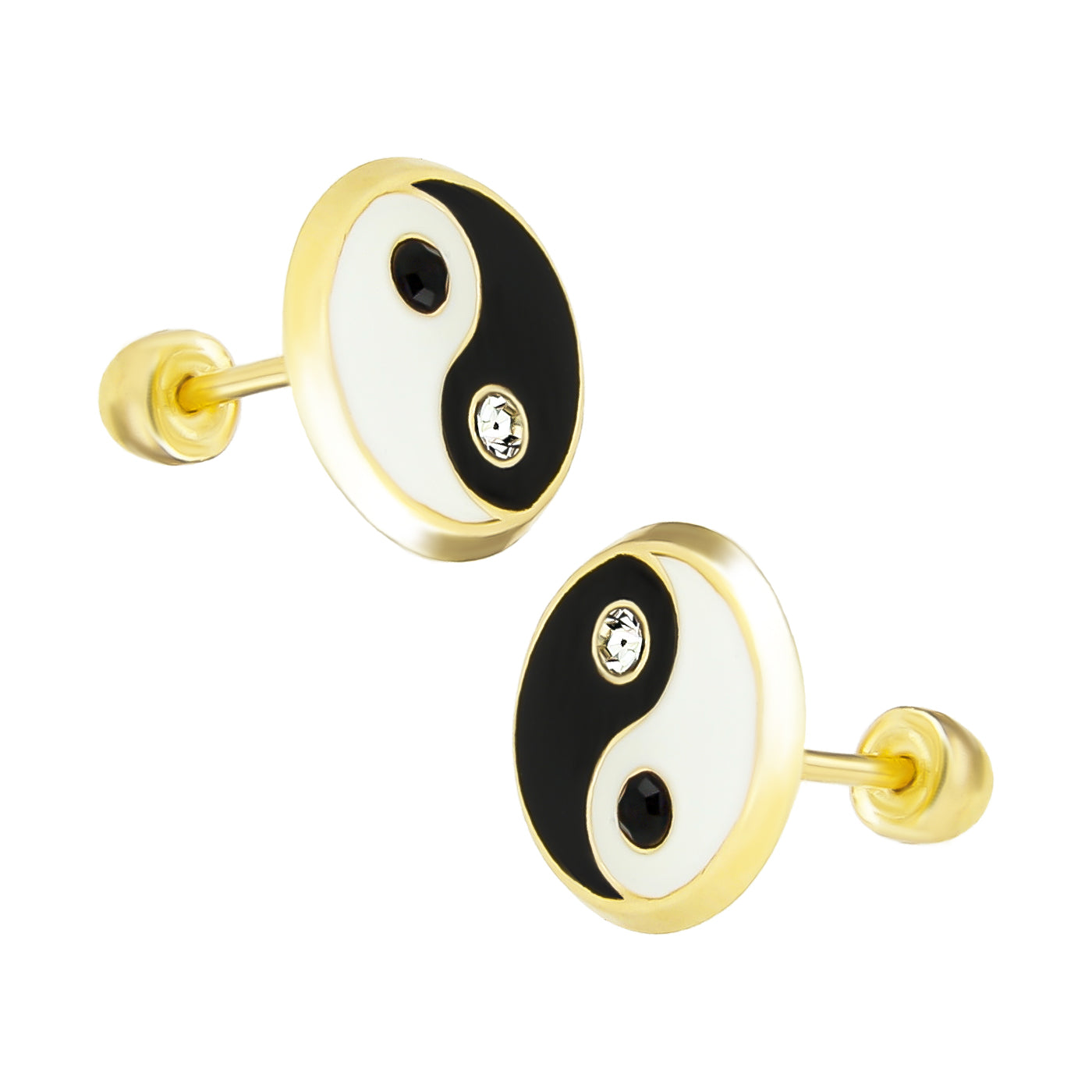 LPAUBR071 Aretes Broquel Oro 10K Niñas o Mujer Ying–Yang 491 1895709423