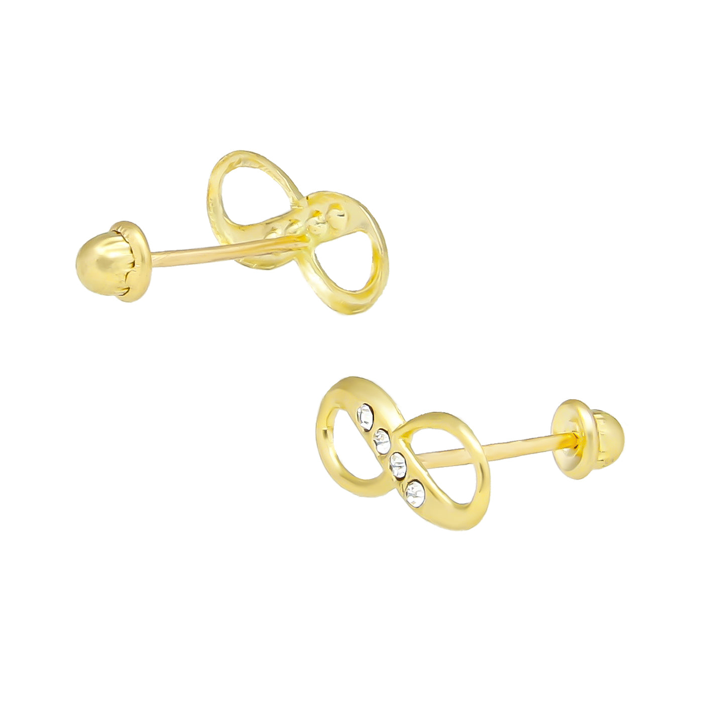 LPAUBR085 Aretes Broquel Oro 10K Niña o Mujer Infinito Jumbo PP 238 1908487131