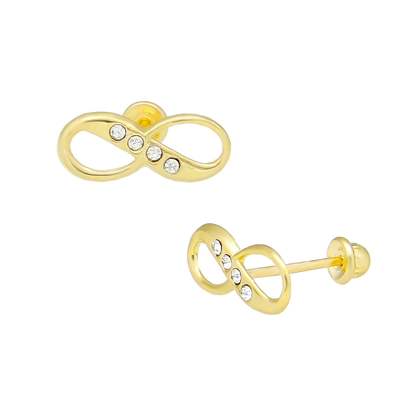 LPAUBR085 Aretes Broquel Oro 10K Niña o Mujer Infinito Jumbo PP 238 1908487131