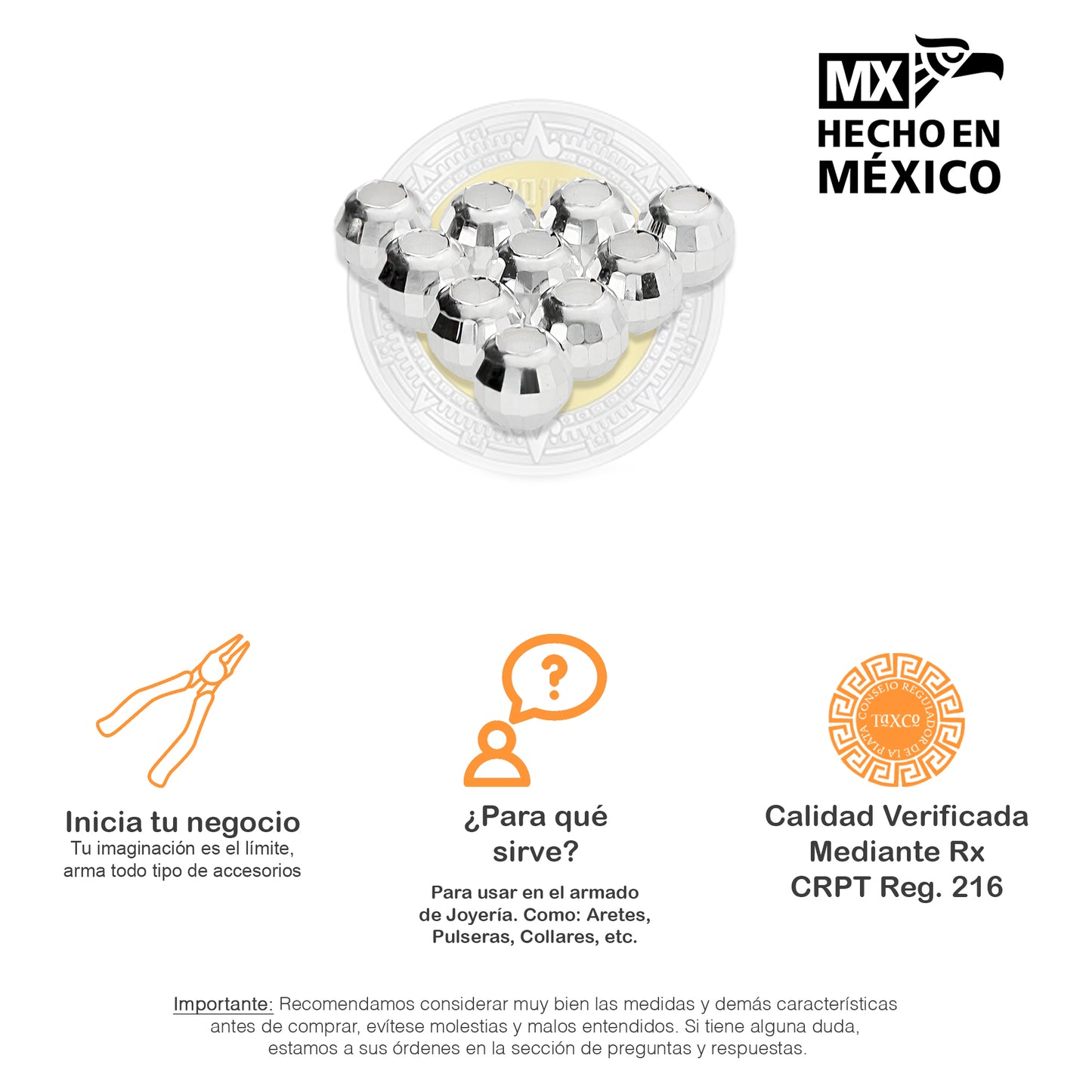 LPBO005 Bola Facetada 5 mm para Armar - 10 Piezas de Plata .925 2893678670