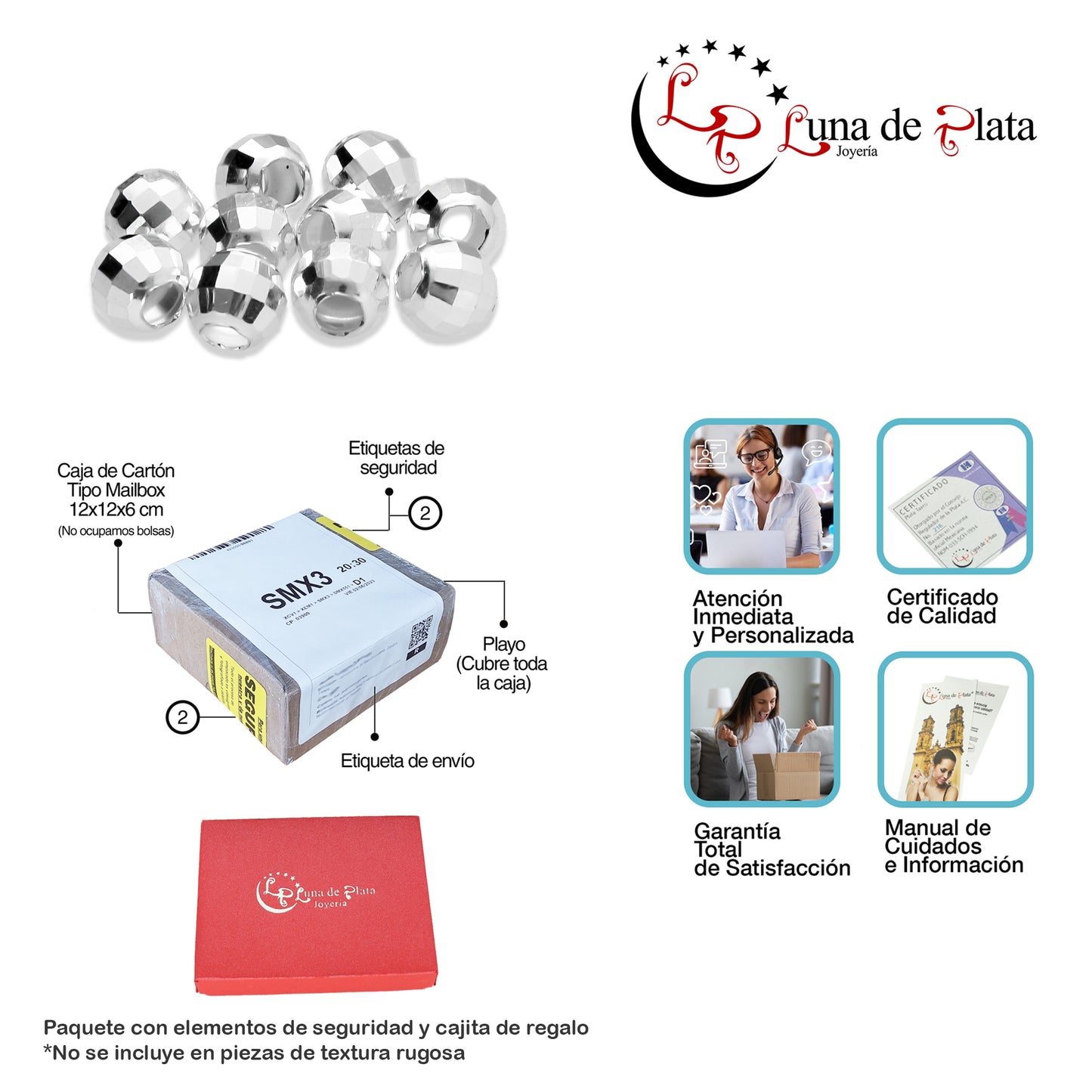 LPBO005 Bola Facetada 5 mm para Armar - 10 Piezas de Plata .925 2893678670