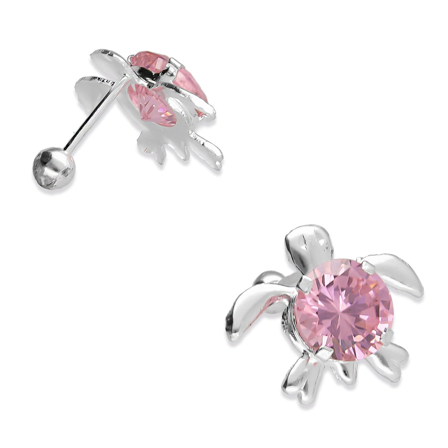 LPBR052 Aretes Broquel Plata Mod Tortugas Zirconia Plata .925 Taxco MLM764964233