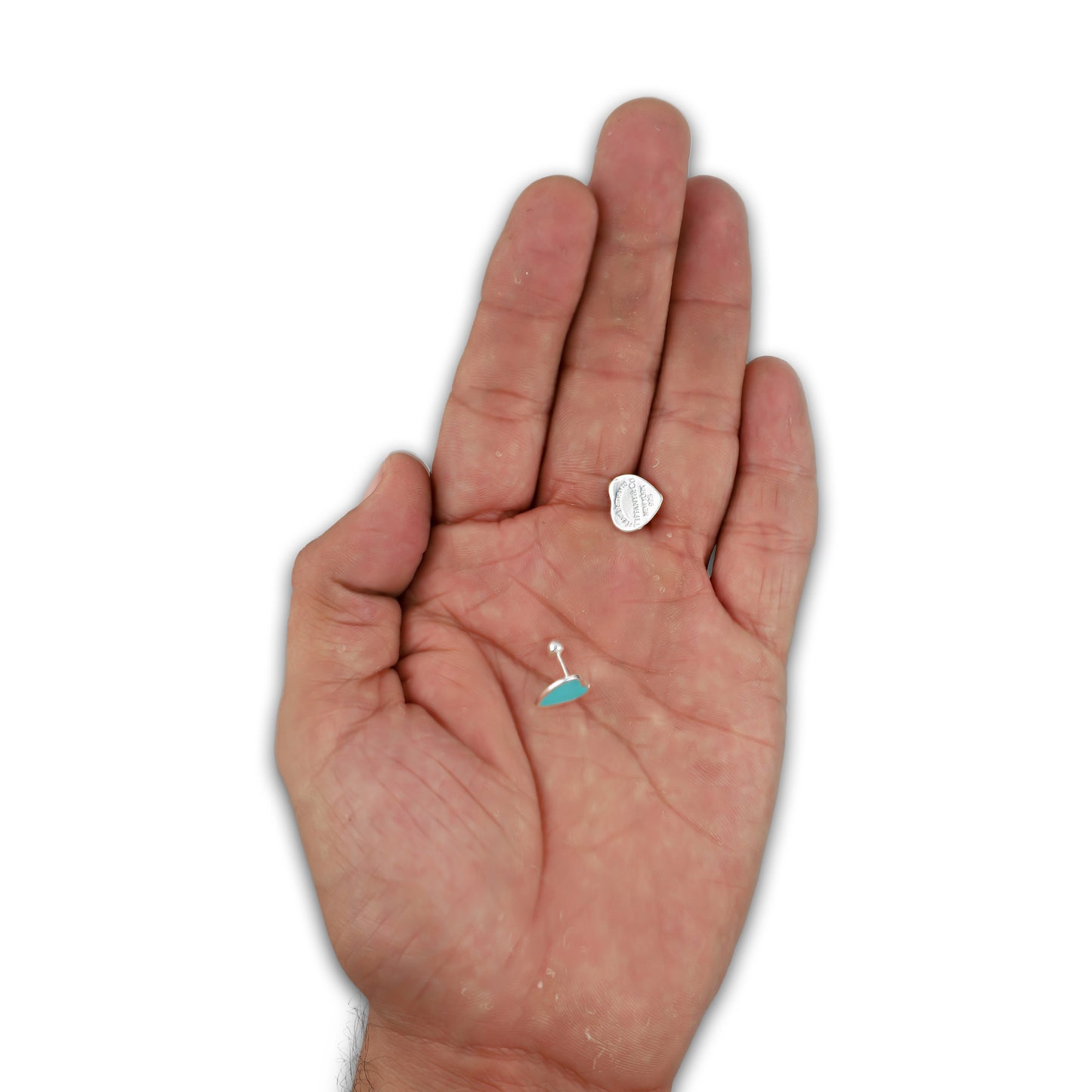 LPBR098 Arete Broquel Tiff Azul Cielo Esmalte 11 mm en Plata .925 Taxco