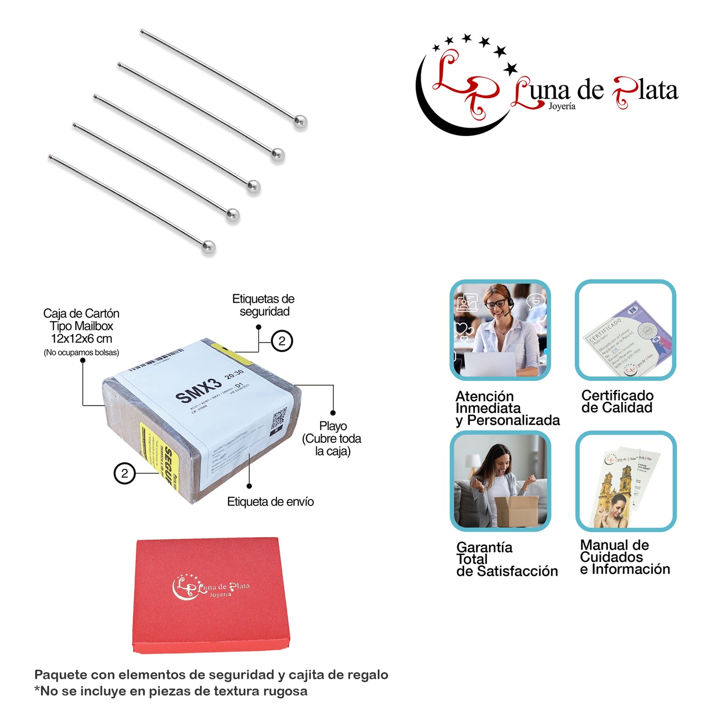 LPCE001 Cerillos 3 cm Para Armar - 5 Piezas en Plata .925 2965059554