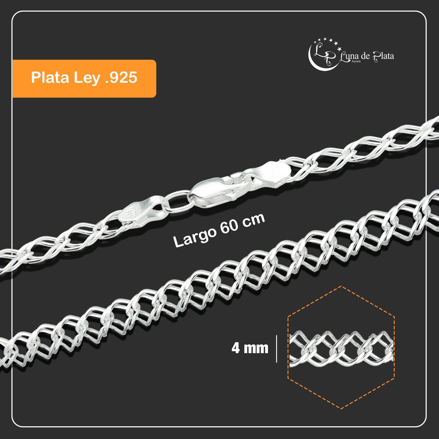 LPCU007-60 Cadena Doble Rombo 4 Mm X 60 Cm 739351463