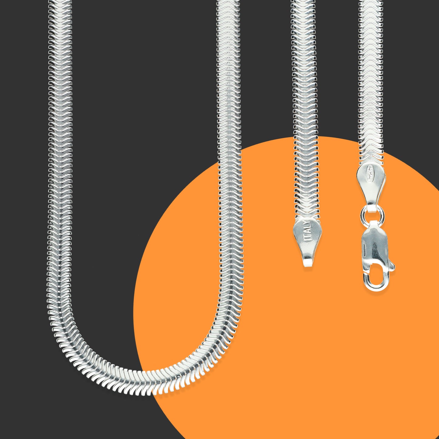LPCU042-40 Cadena Collar Panza de Víbora 4.2 mm x 40 cm Plata Fina .925 2385624556