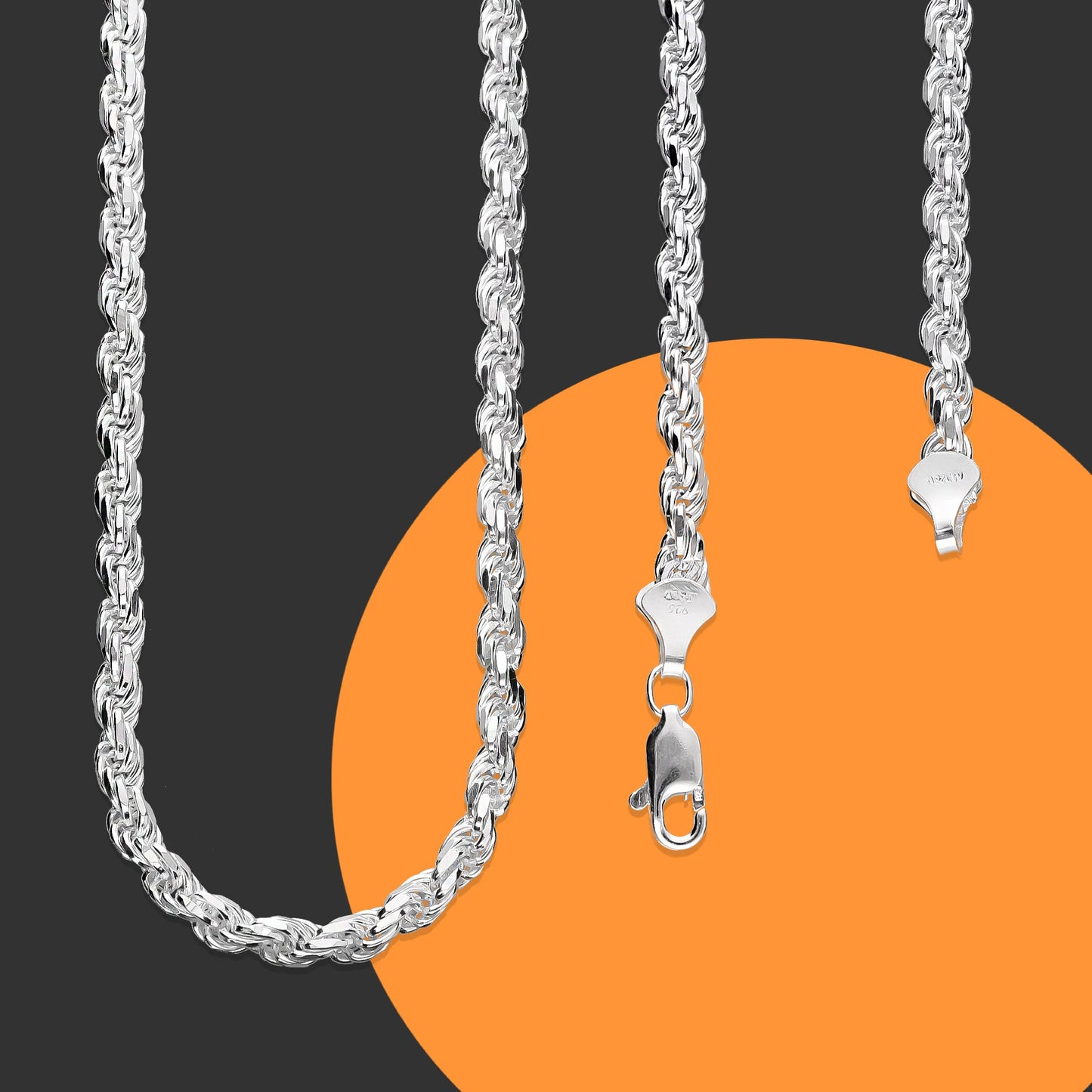 LPCU044-70 Cadena Torsal Diamantada 4 mm x 70 cm Plata .925 Taxco Gro 2951712592