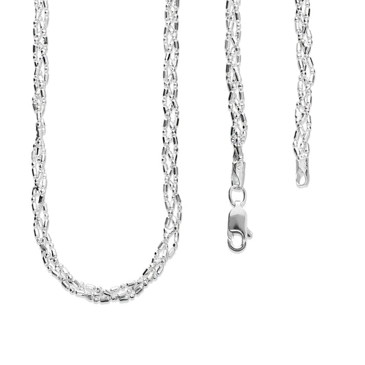 LPCU046-50 Gargantilla Collar Trenzada Popotillo Diam 50 cm Plata .925 2037891951