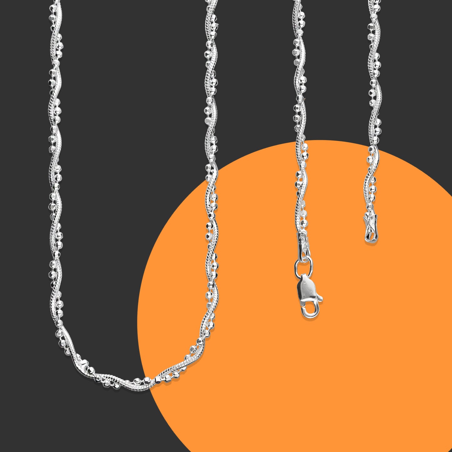LPCU047-45 Gargantilla Collar Trenzada Cola de Rata Diam 45 cm Plata .925 2960011226