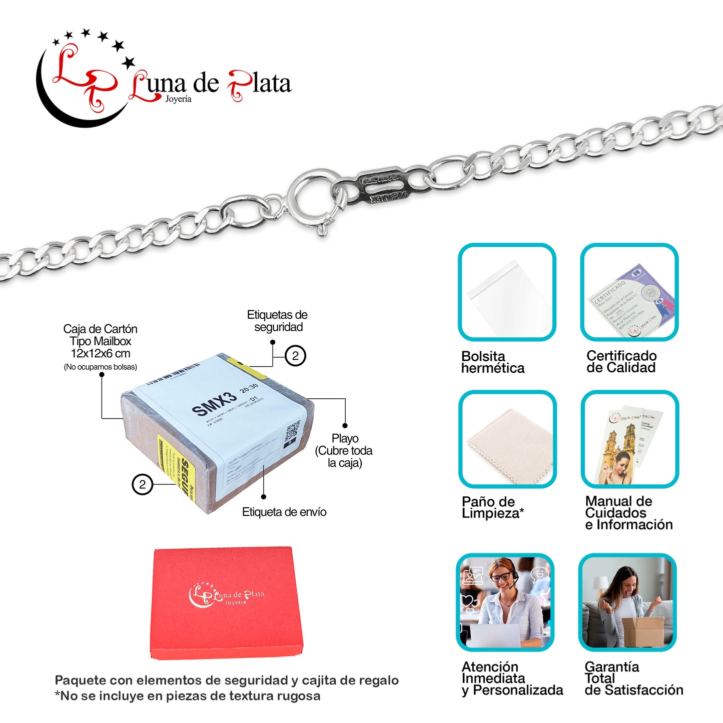 LPCU068-50 Cadena Figaro 1x0 de 3 mm x 50 cm Plata .925 3990854770